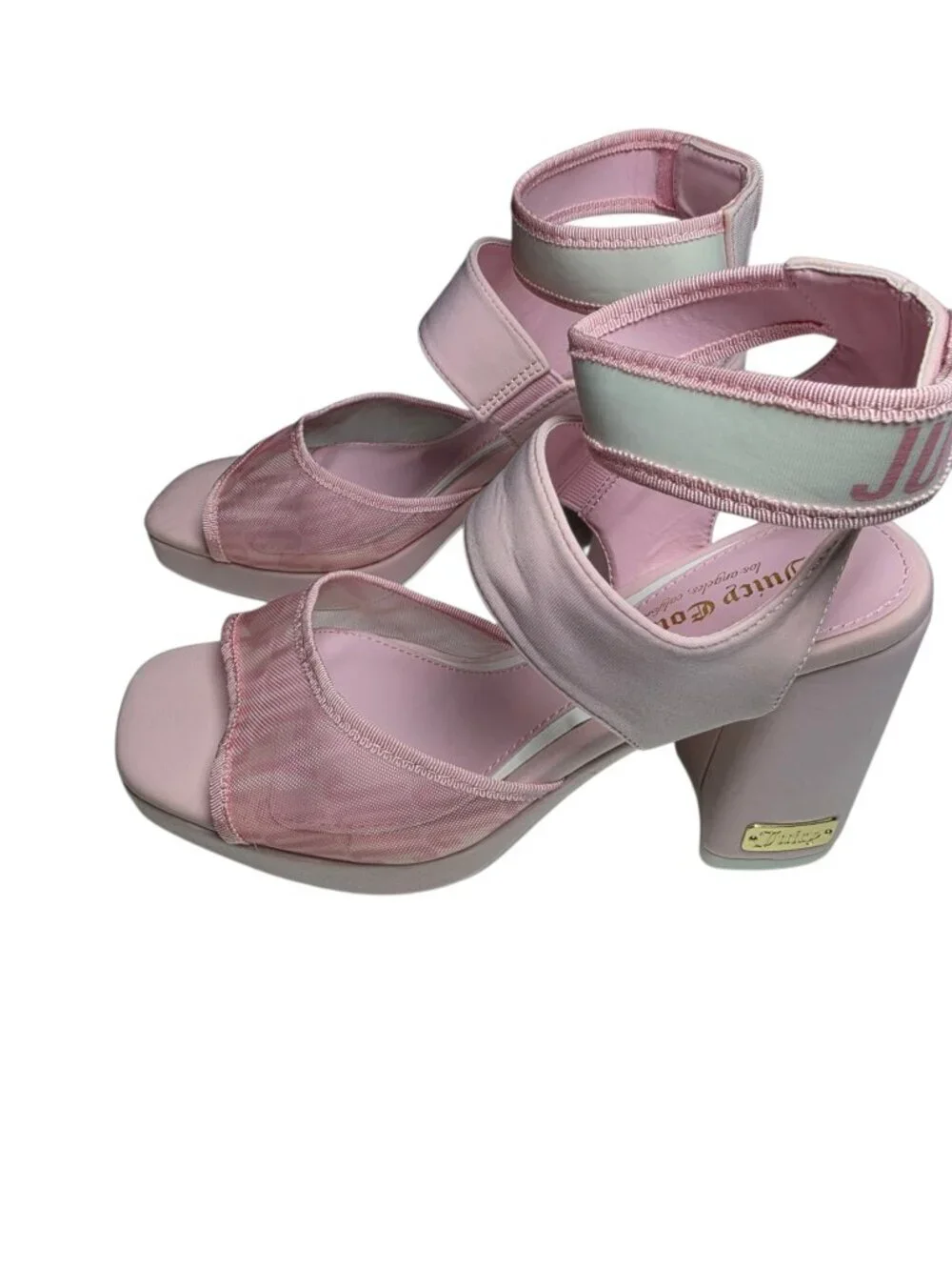 Juicy Couture Graciela Patform Pink Mesh Retro Barbiecore Sandals Sz 9M